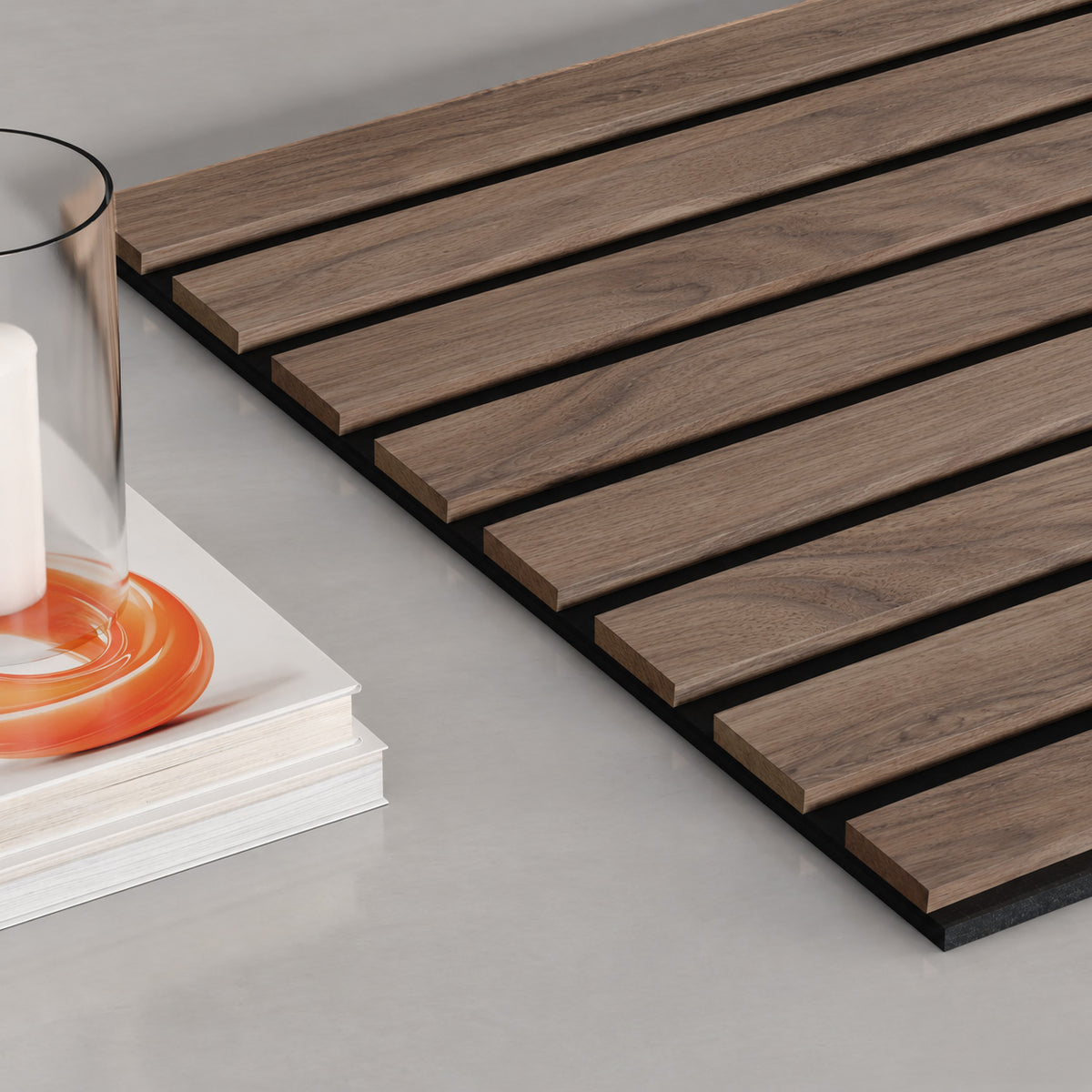 American Walnut TrueWood Lite 3-Sided Veneer Acoustic Slat Panel