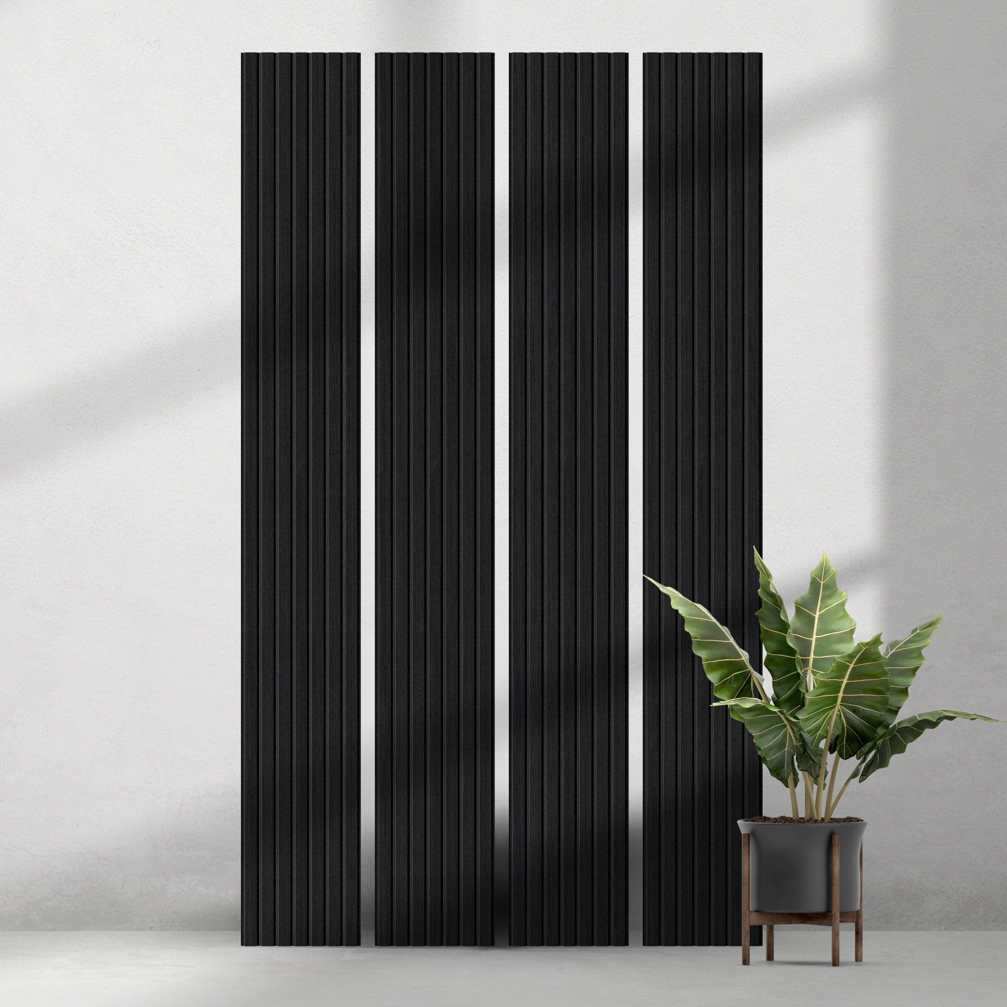 ULTRALIGHT Flexible Lightweight Black Oak Acoustic Wood Slat Wall Panels with Black Felt Backing - Slats.co