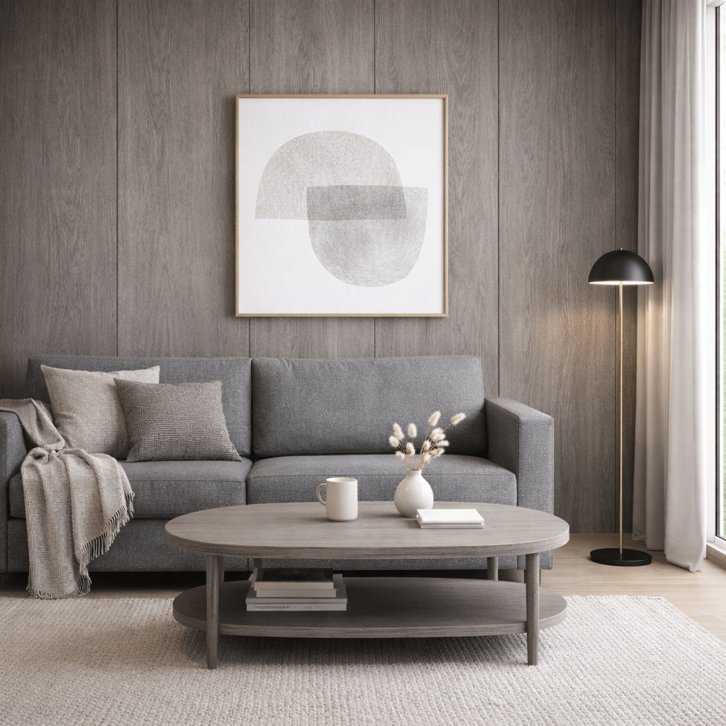 ULTRALIGHT Flexible Lightweight Full Grey Oak Accent Wall Panels with Black Felt Backing - Slats.co