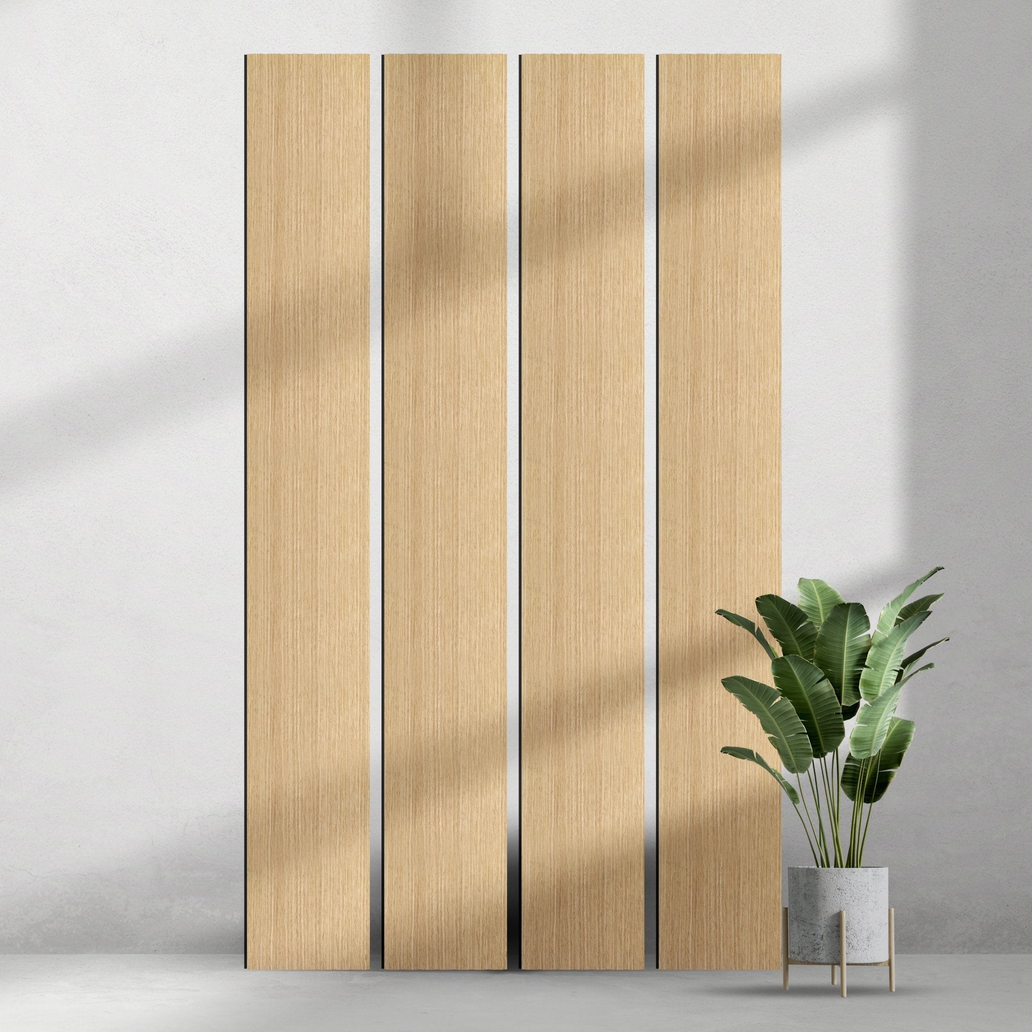 ULTRALIGHT Flexible Lightweight Full White Oak Accent Wall Panels with Black Felt Backing - Slats.co