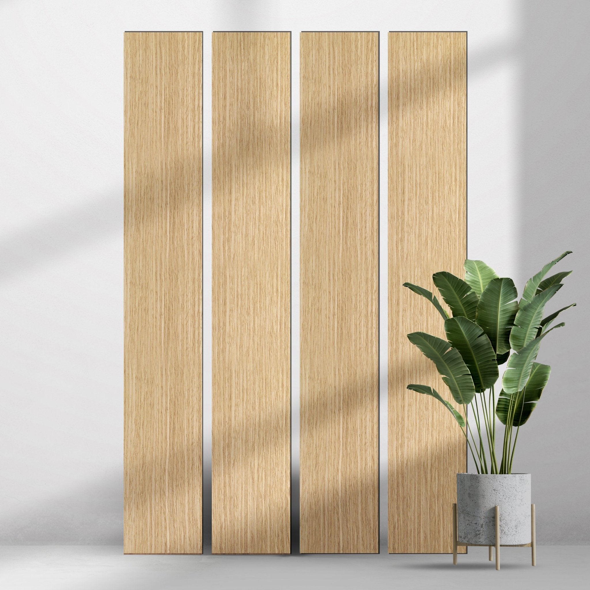 ULTRALIGHT Flexible Lightweight Full White Oak Accent Wall Panels with Black Felt Backing - Slats.co