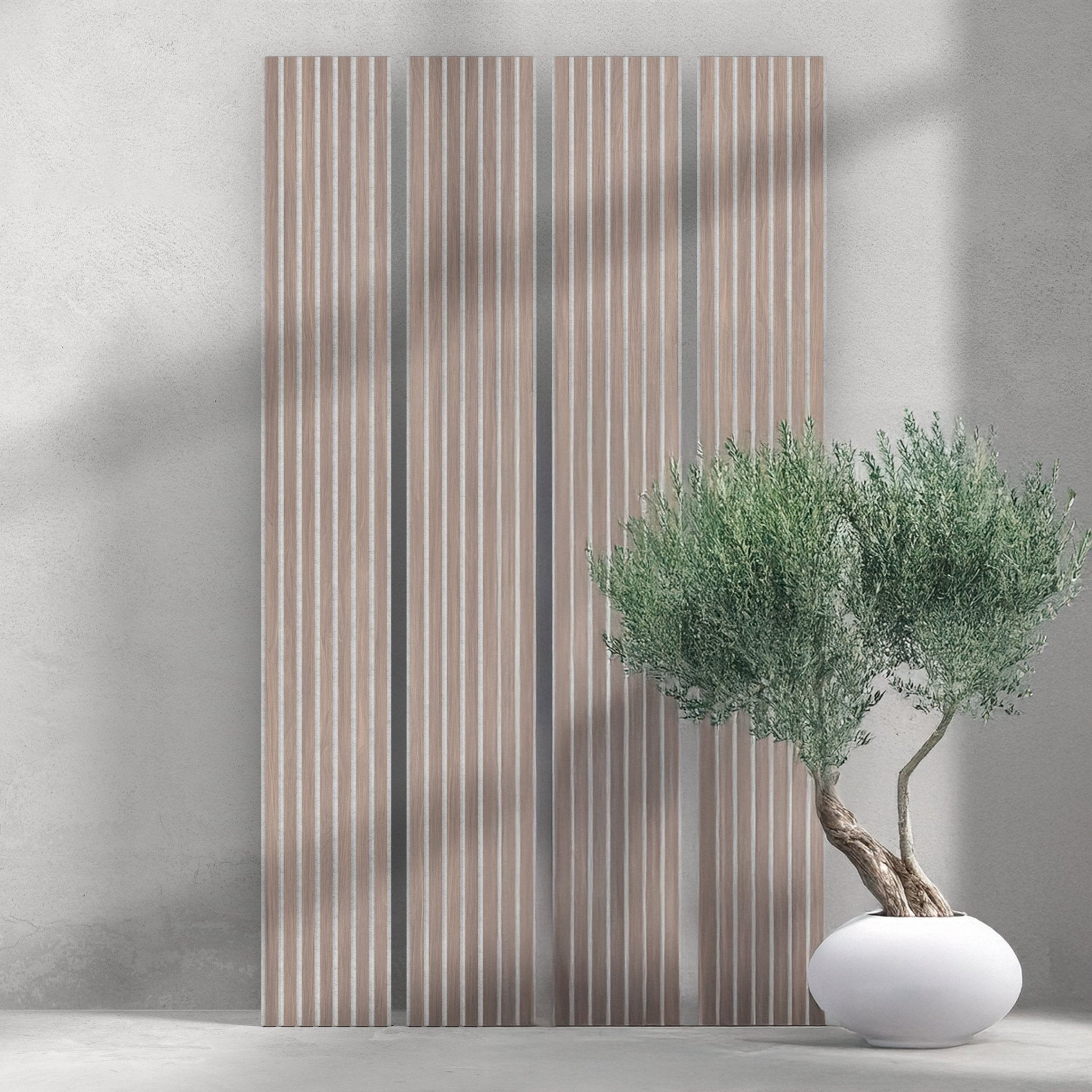 ULTRALIGHT Flexible Lightweight Walnut Acoustic Wood Slat Wall Panels with Grey Felt Backing - Slats.co