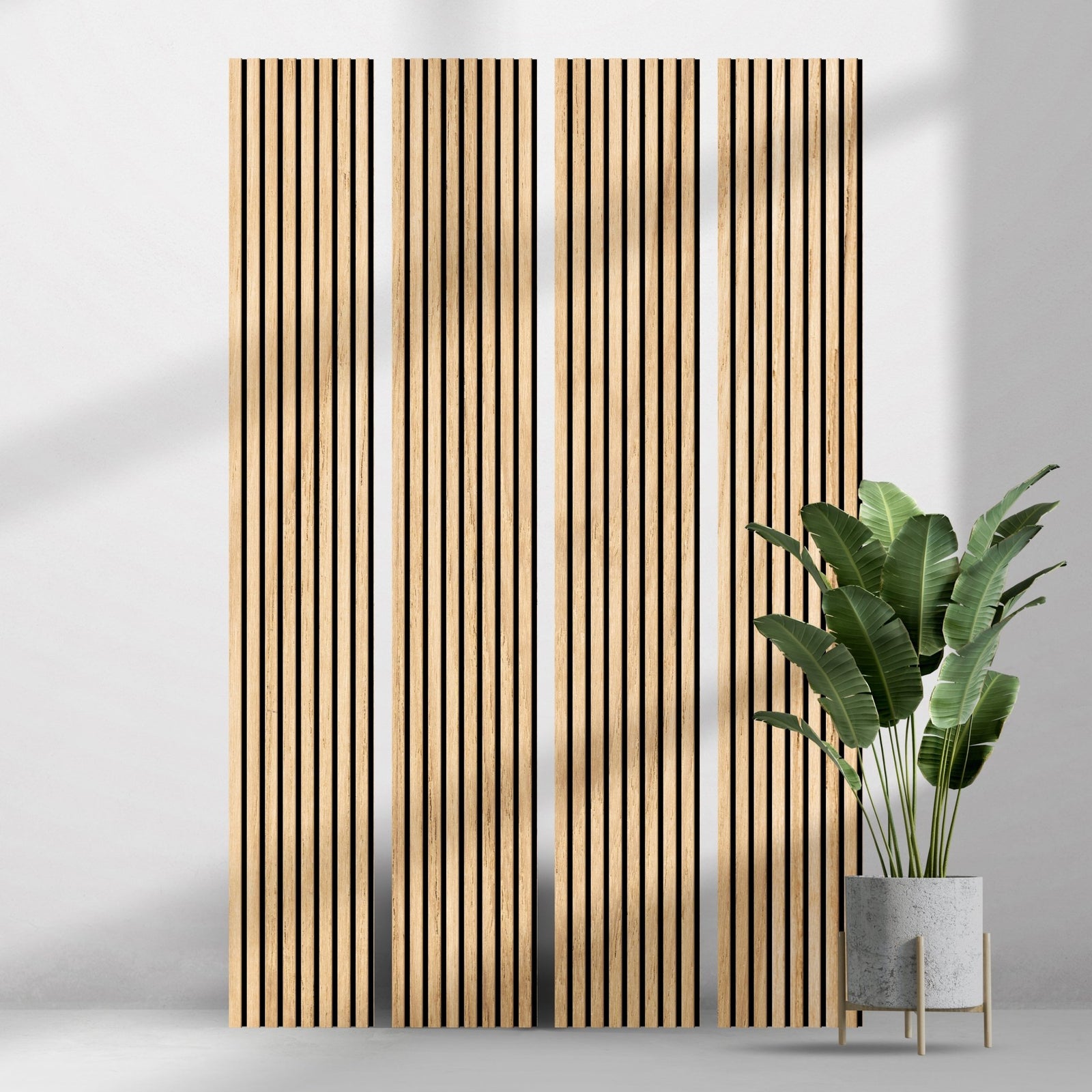 Wood Slat Acoustic Panels made with real natural Oak and Walnut finishes