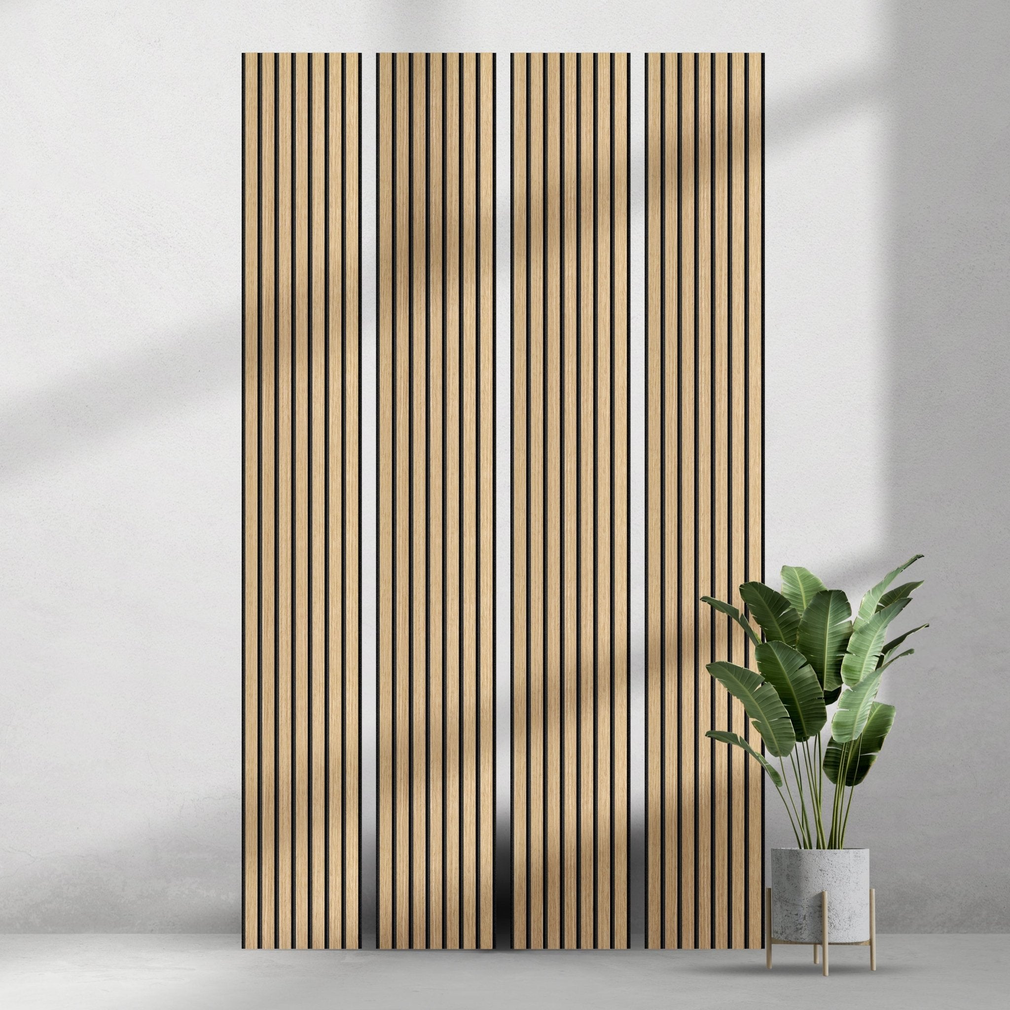 ULTRALIGHT Flexible Lightweight White Oak Acoustic Wood Slat Wall Panels with Black Felt Backing - Slats.co