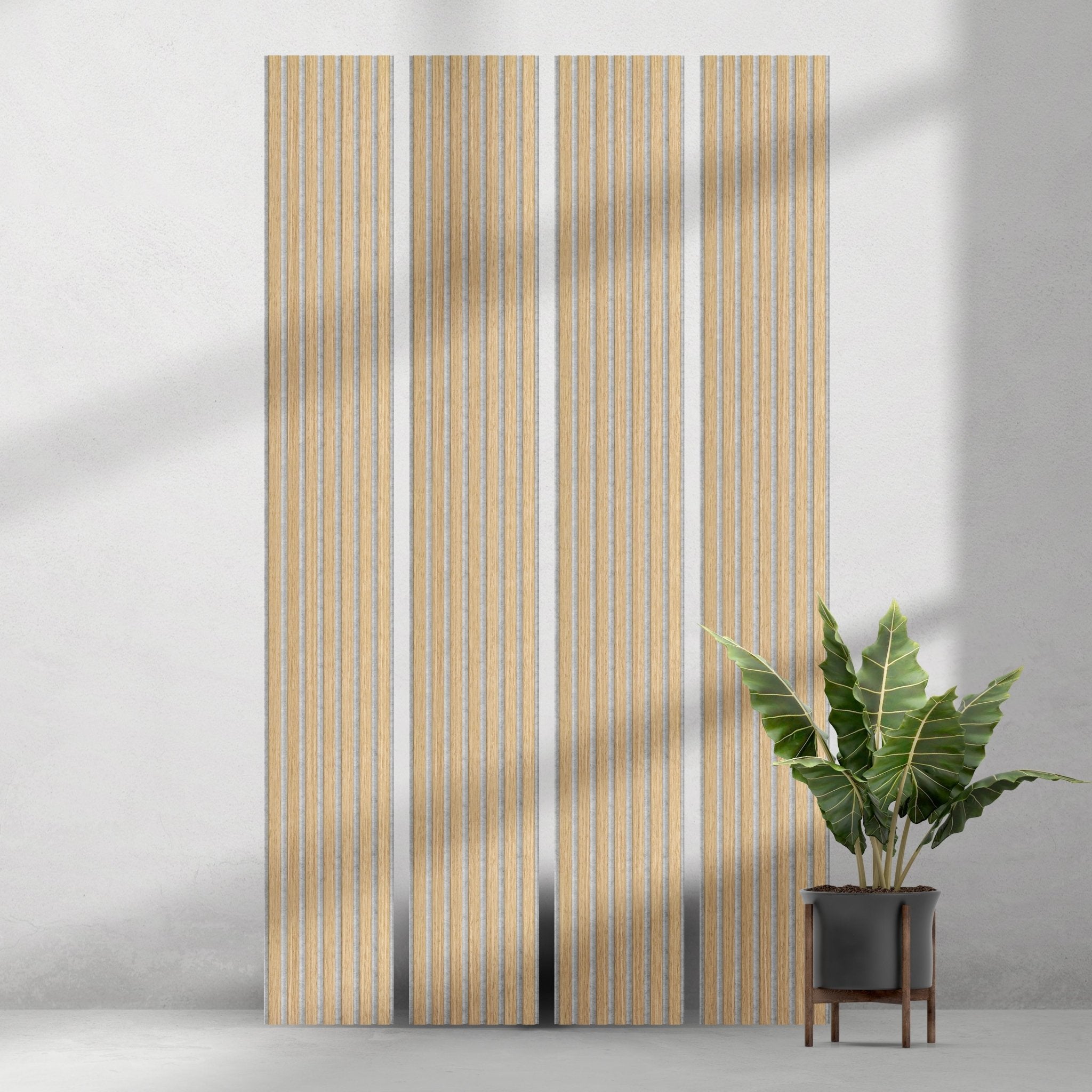 ULTRALIGHT Flexible Lightweight White Oak Acoustic Wood Slat Wall Panels with Grey Felt Backing - Slats.co