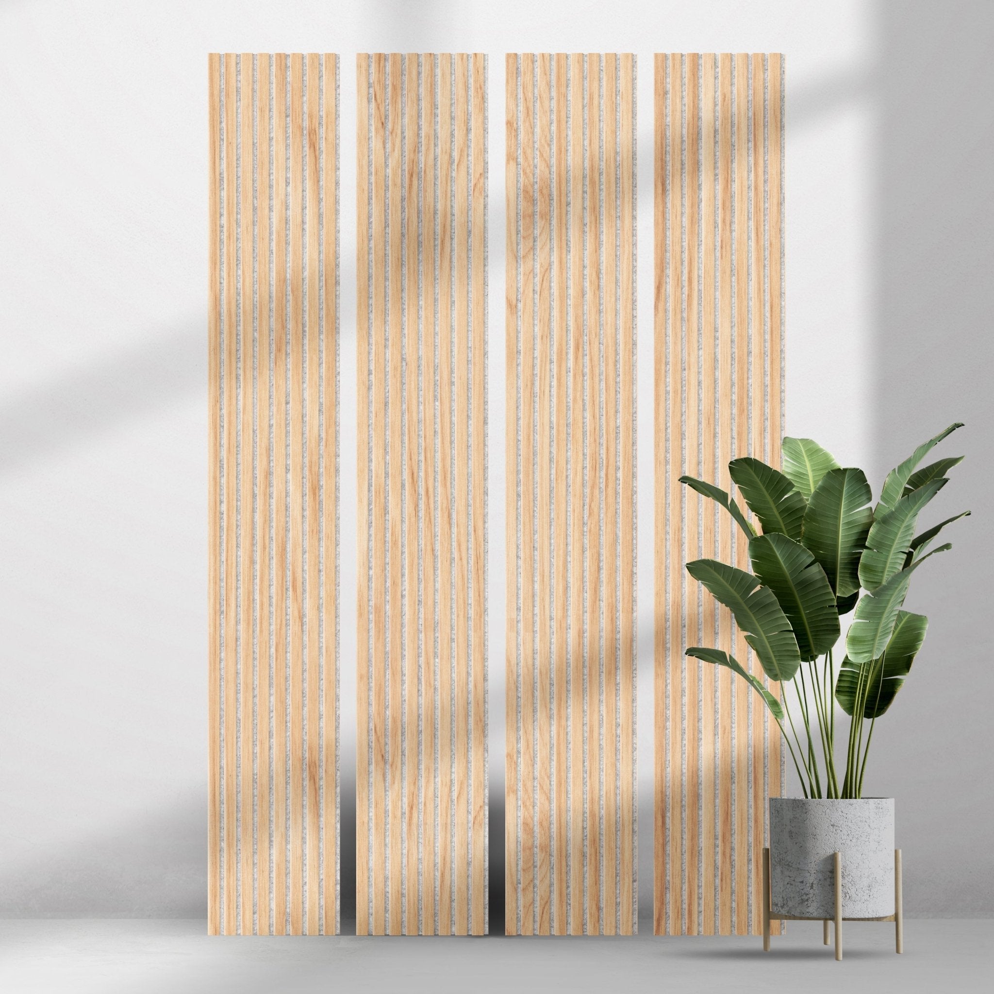 ULTRALIGHT Flexible Lightweight White Oak Acoustic Wood Slat Wall Panels with Grey Felt Backing - Slats.co