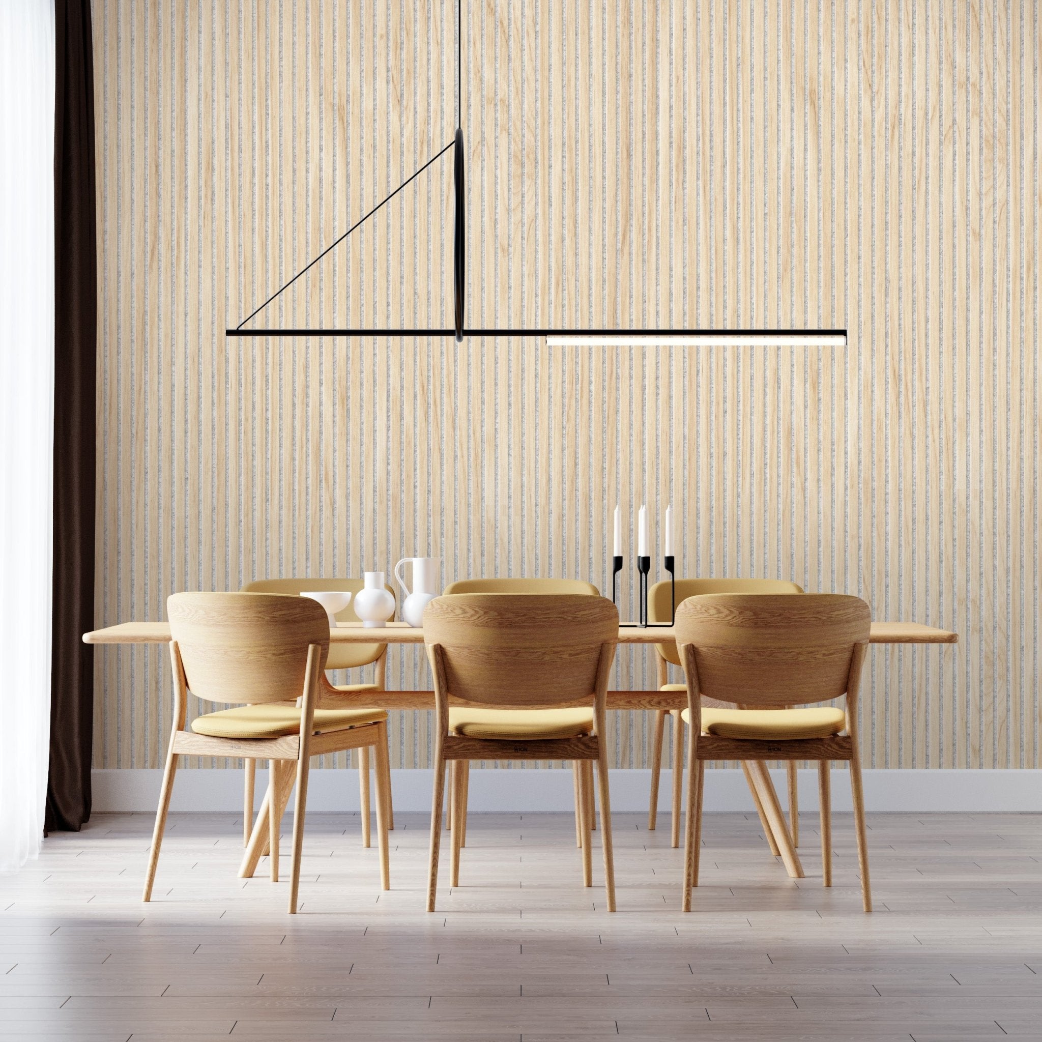 ULTRALIGHT Flexible Lightweight White Oak Acoustic Wood Slat Wall Panels with Grey Felt Backing - Slats.co