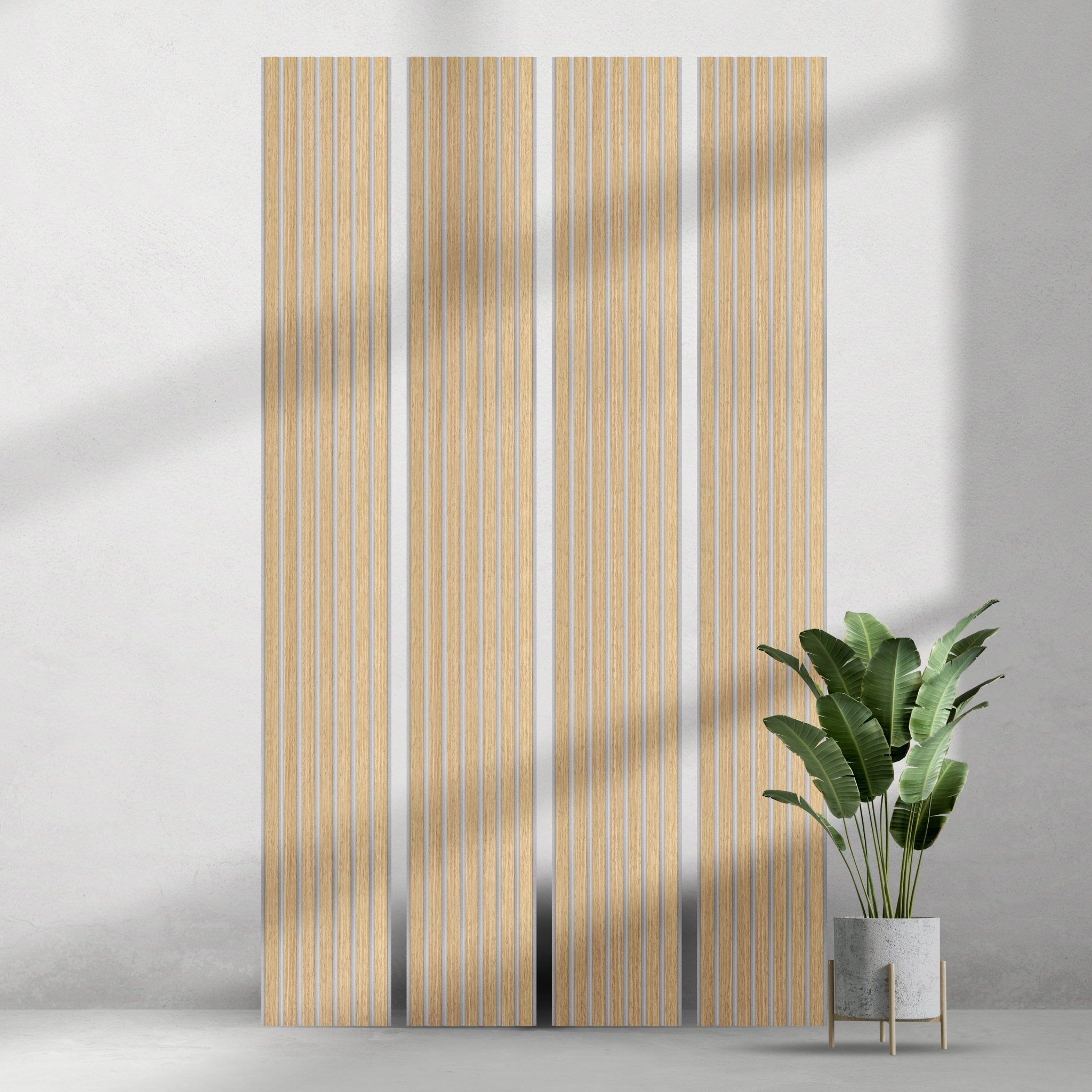 ULTRALIGHT Flexible Lightweight White Oak Acoustic Wood Slat Wall Panels with Grey Felt Backing - Slats.co