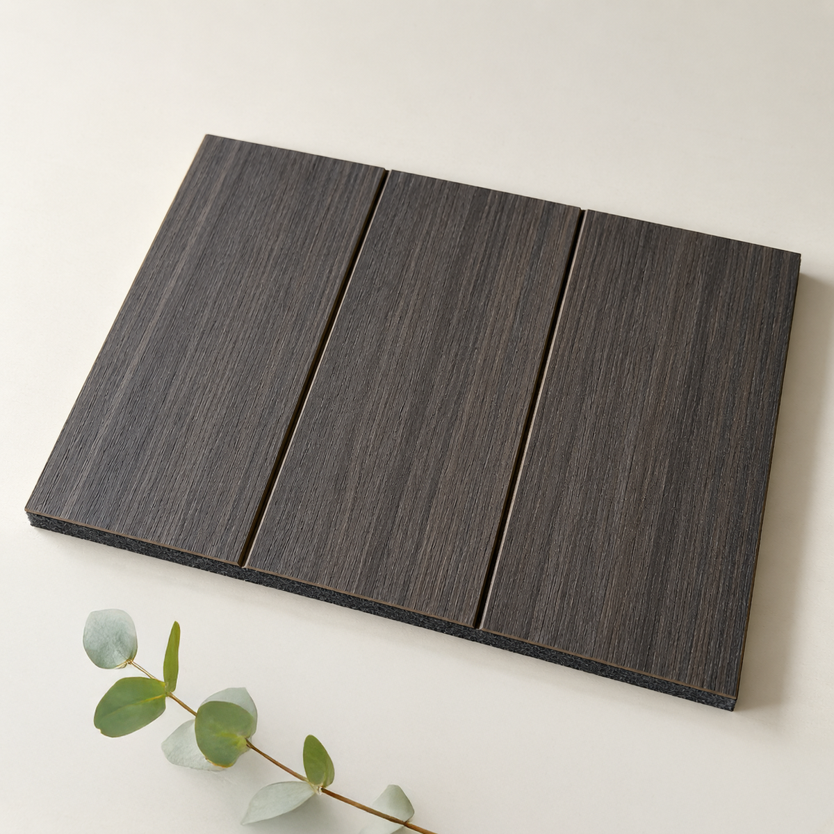 ULTRALIGHT Wide Wood Slat Panel Sample – Dark Smoke Oak