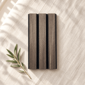 ULTRALIGHT Wood Slat Acoustic Panel Sample in Dark Smoke Oak, Black Felt