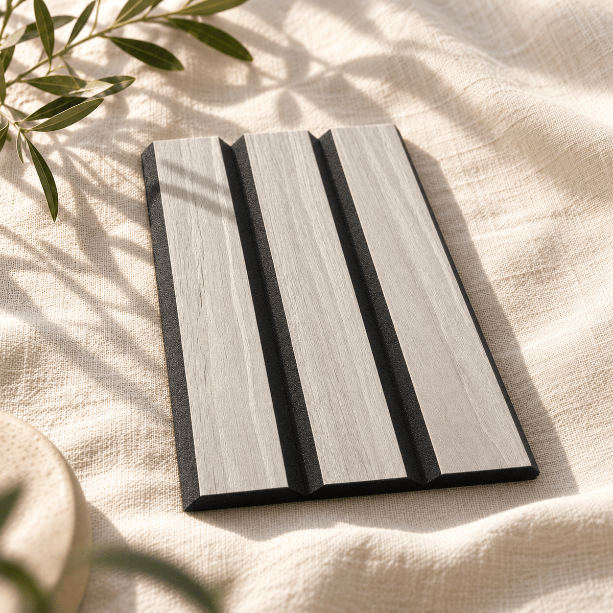 ULTRALIGHT Wood Slat Acoustic Panel Sample in Grey Oak, Black Felt - Slats.co