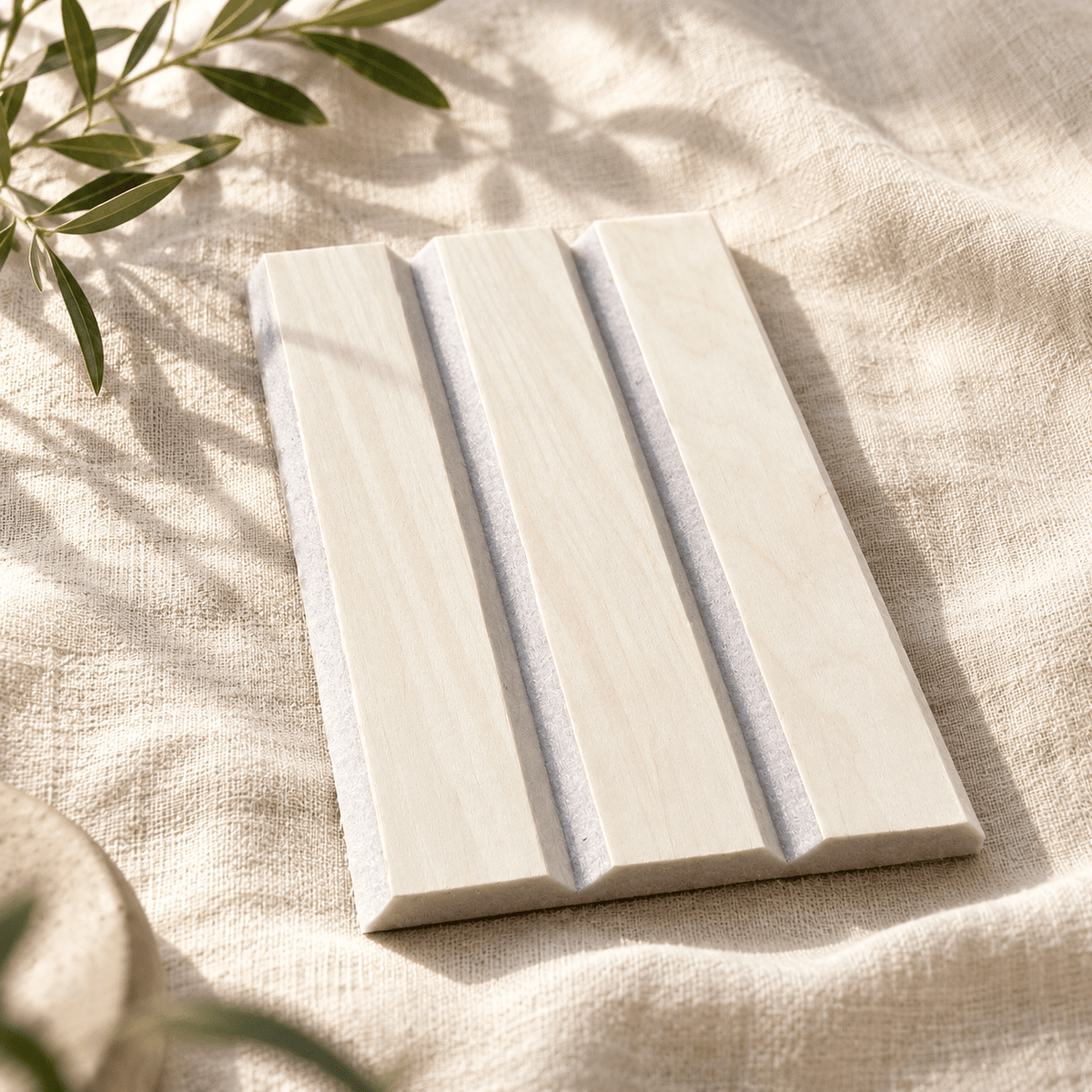 ULTRALIGHT Wood Slat Acoustic Panel Sample in Maple, Beige Felt - Slats.co