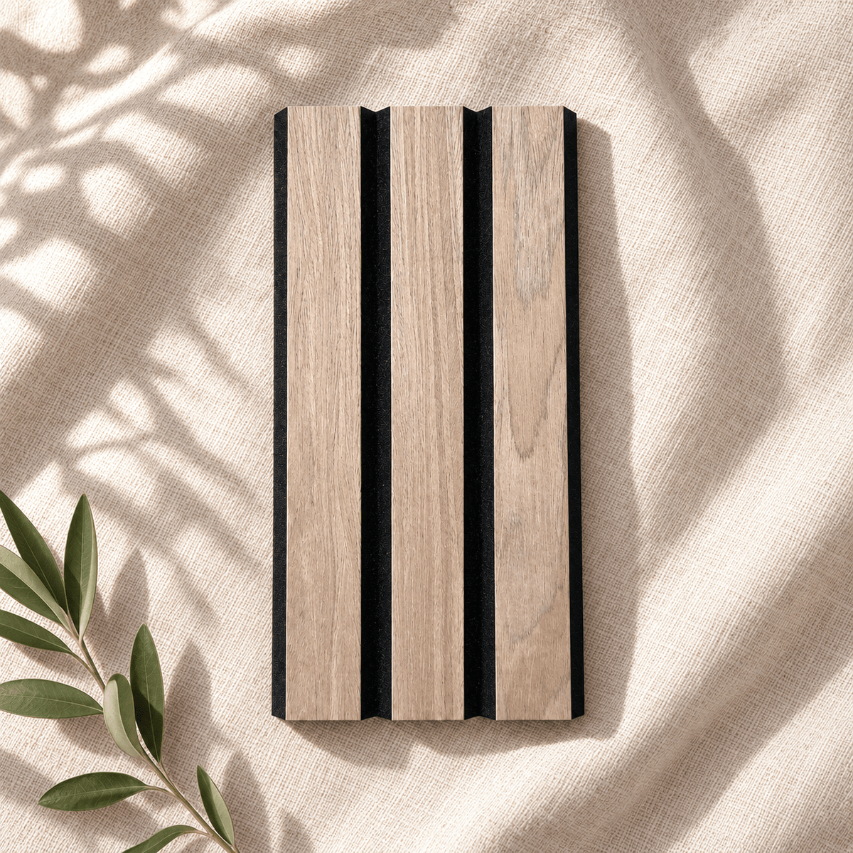 ULTRALIGHT Wood Slat Acoustic Panel Sample in Walnut, Black Felt - Slats.co
