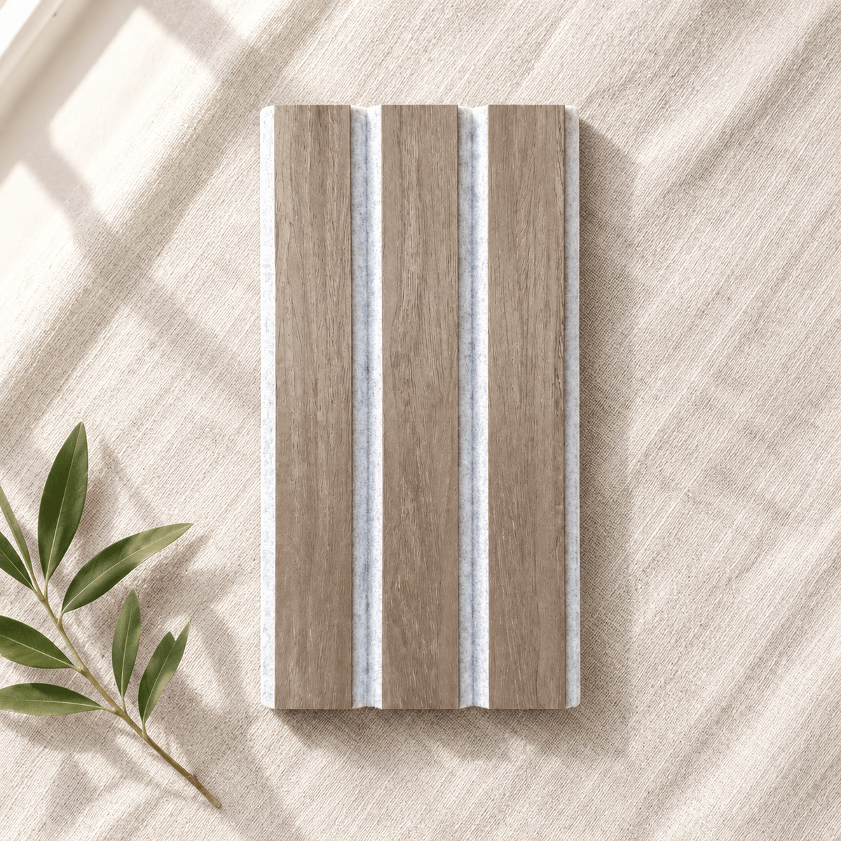 ULTRALIGHT Wood Slat Acoustic Panel Sample in Walnut, Grey Felt - Slats.co