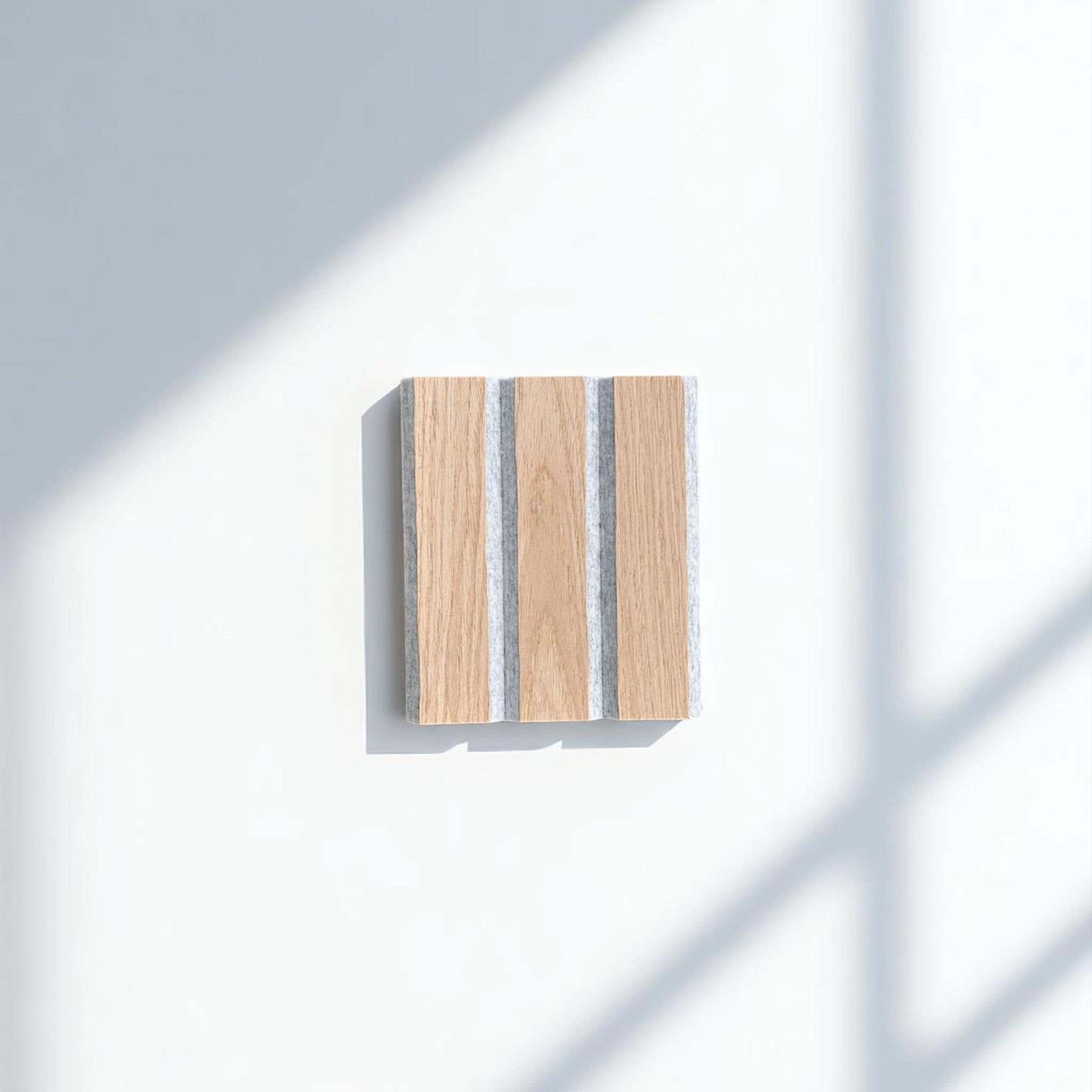ULTRALIGHT Wood Slat Acoustic Panel Sample in White Oak, Grey Felt - Slats.co