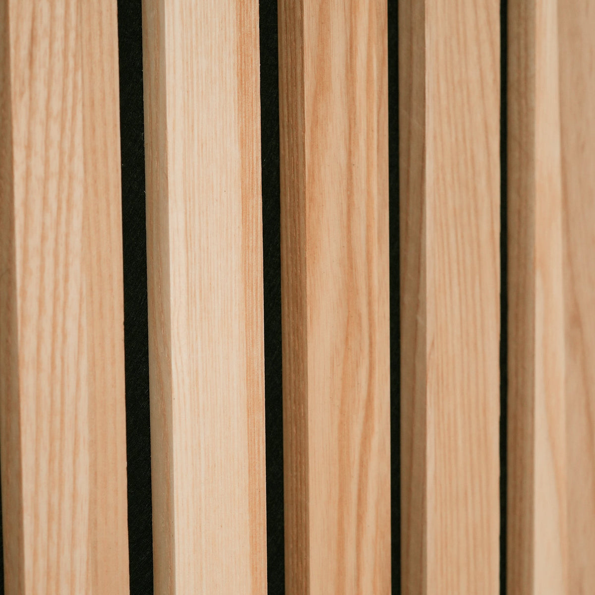White Ash 100% Solid Acoustic Wood Slat Wall Panels with Black Felt Ba