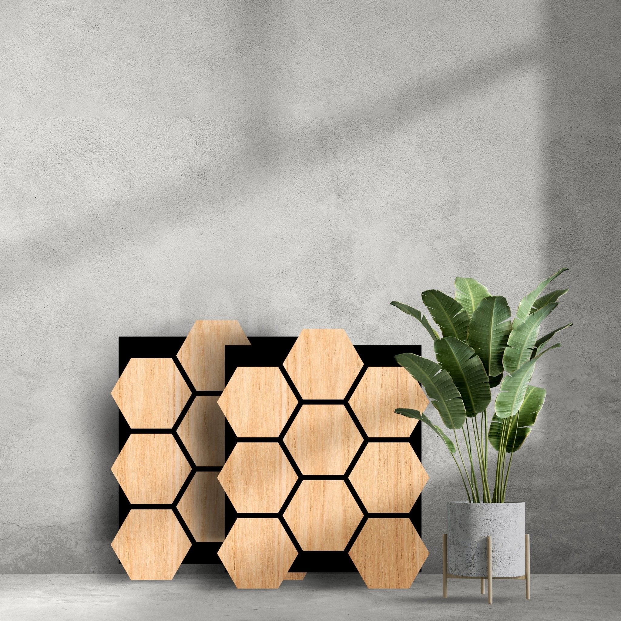 White Oak Acoustic Hexagon Wood Panel with Black Felt Backing - Slats.co