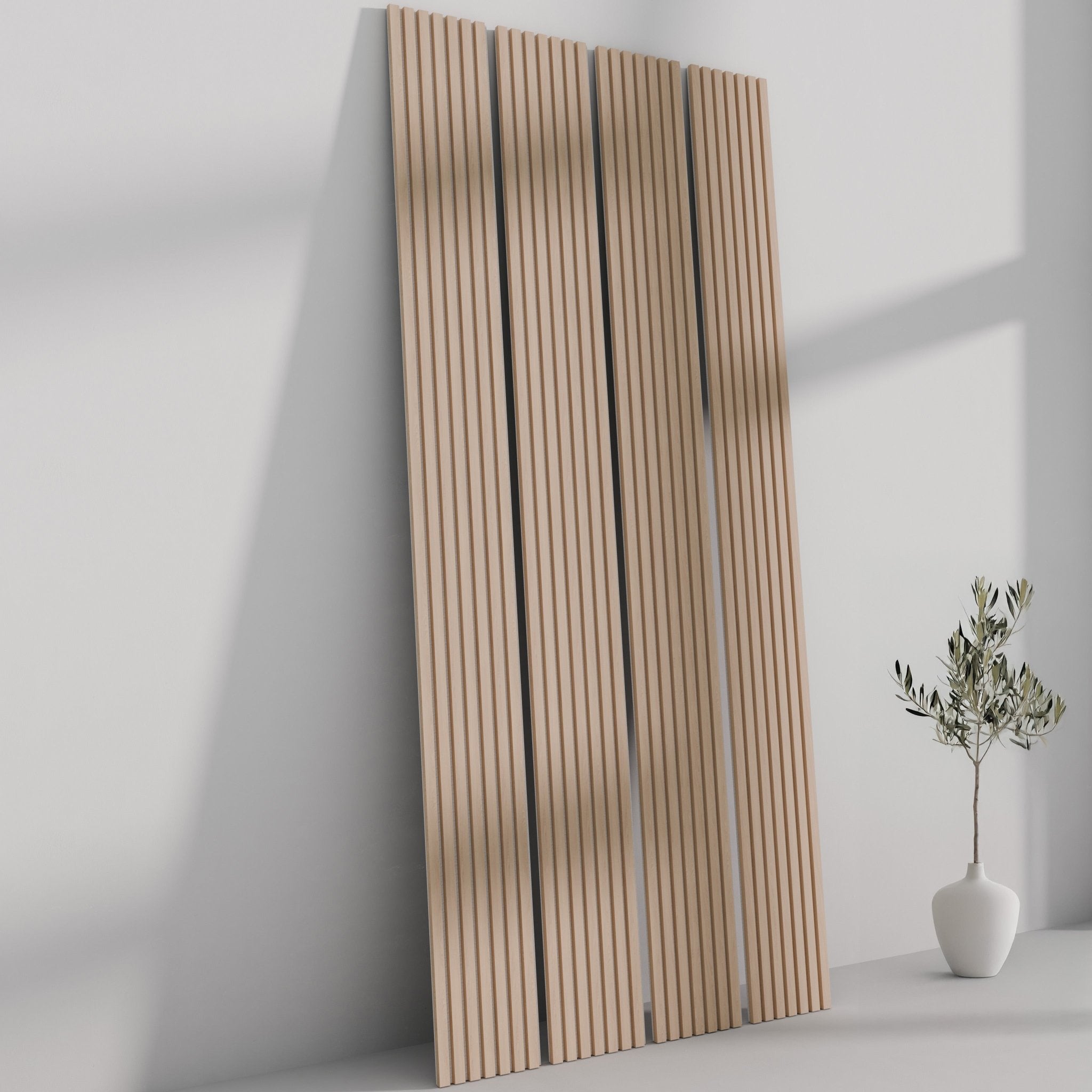 White Oak TrueWood 3 - Sided Veneer Acoustic Slat Panel with Grey Felt Backing - Slats.co