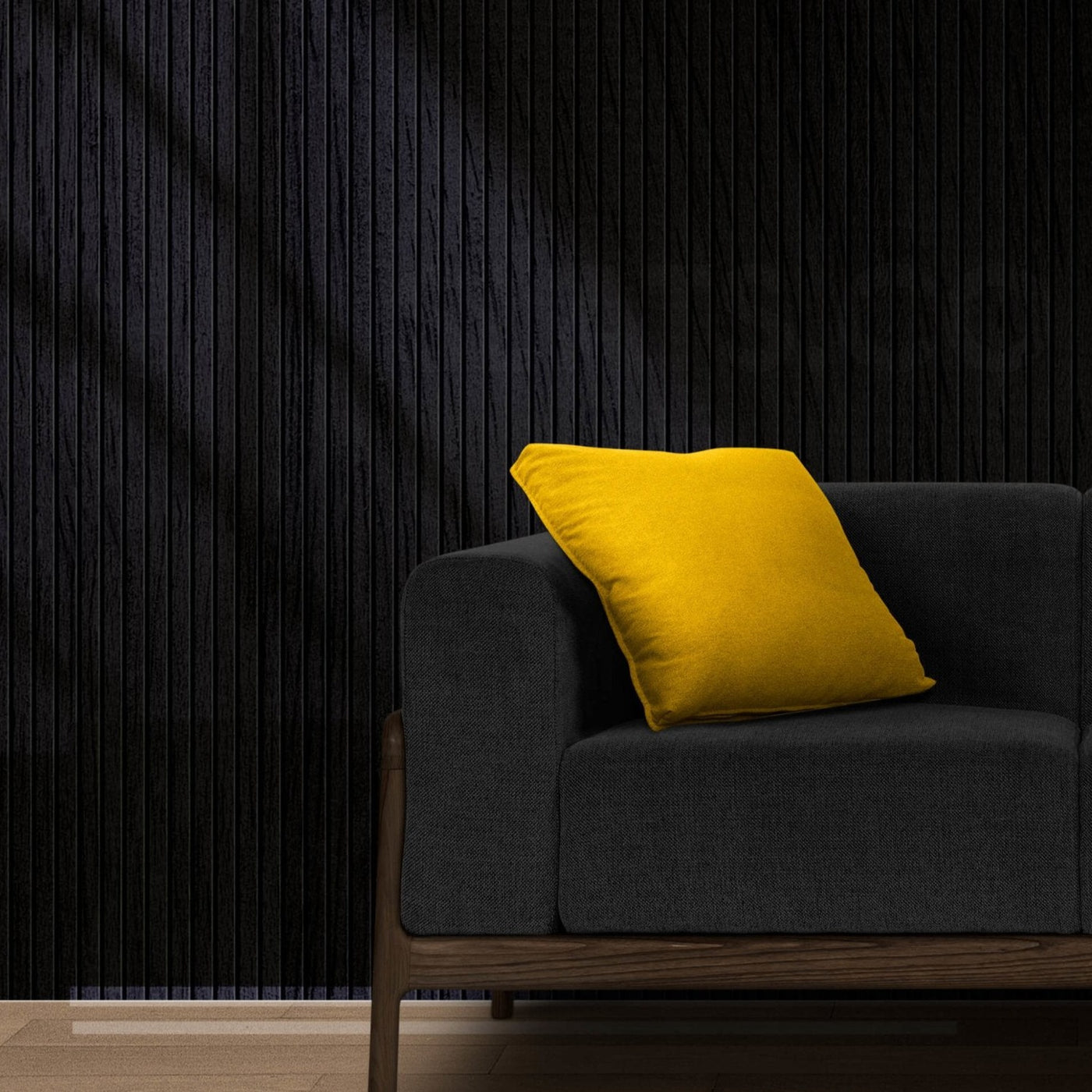 Modular Black Oak Acoustic Slat Wall Panel Sustainable & Natural