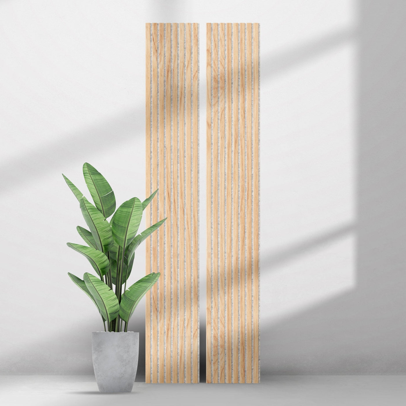 Wood Slat Acoustic Panel in Natural White Oak with Grey Felt Backing