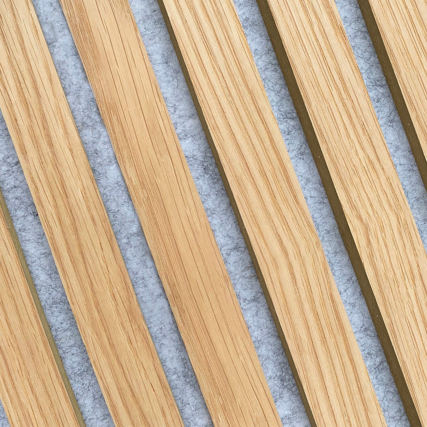 Wood Slat Acoustic Panel in White Oak, Grey Felt - Slats.co