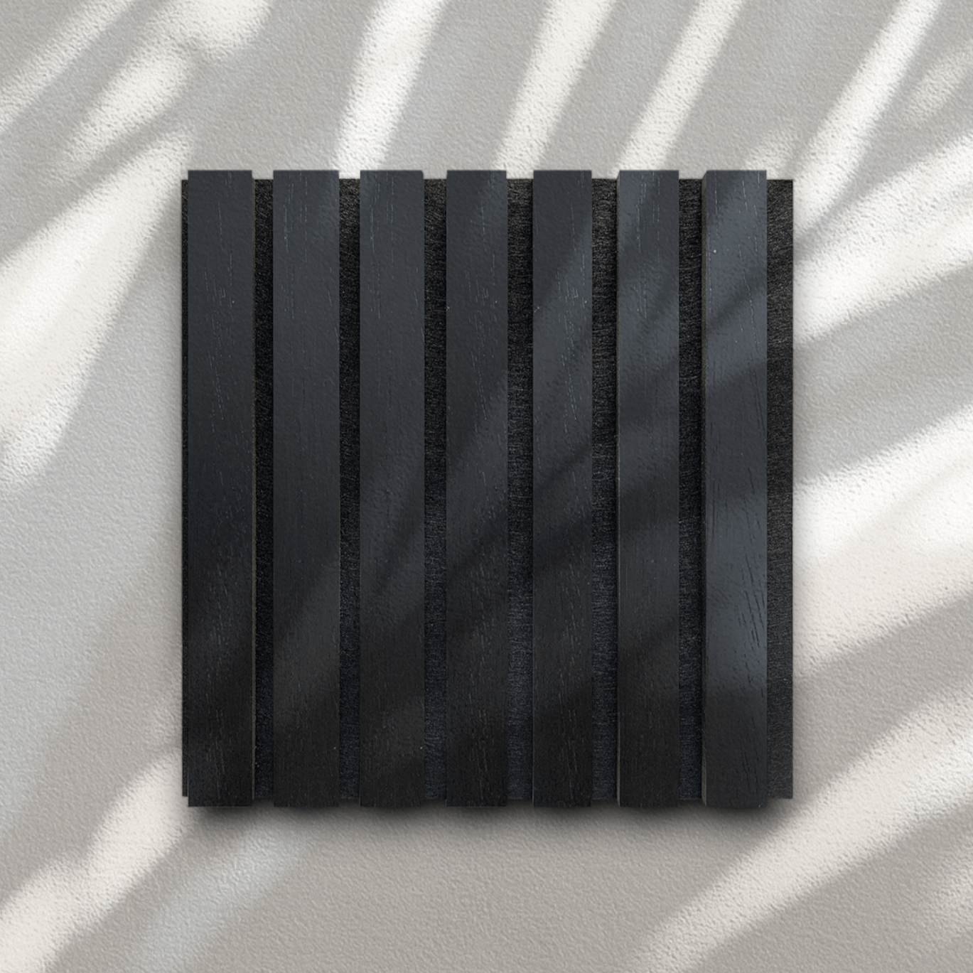 Wood Slat Acoustic Panel Sample in Black Oak, Black Felt - Slats.co