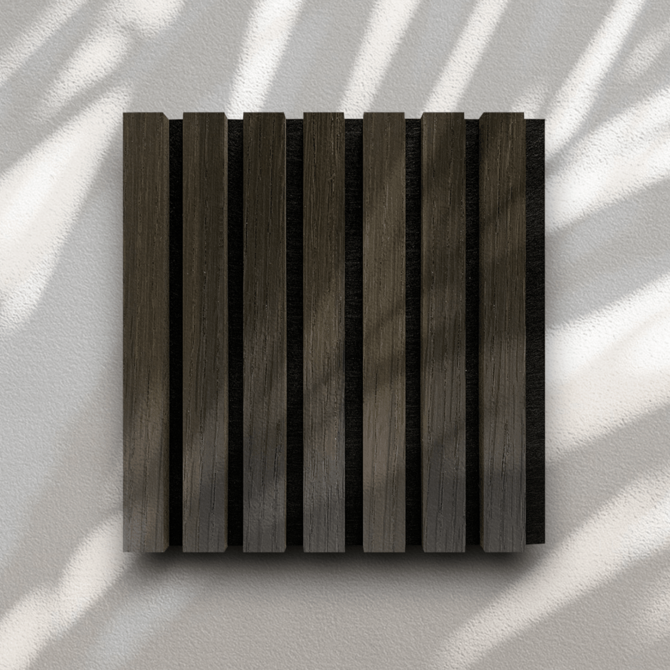 Wood Slat Acoustic Panel Sample in Dark Smoke Natural Oak, Black Felt - Slats.co