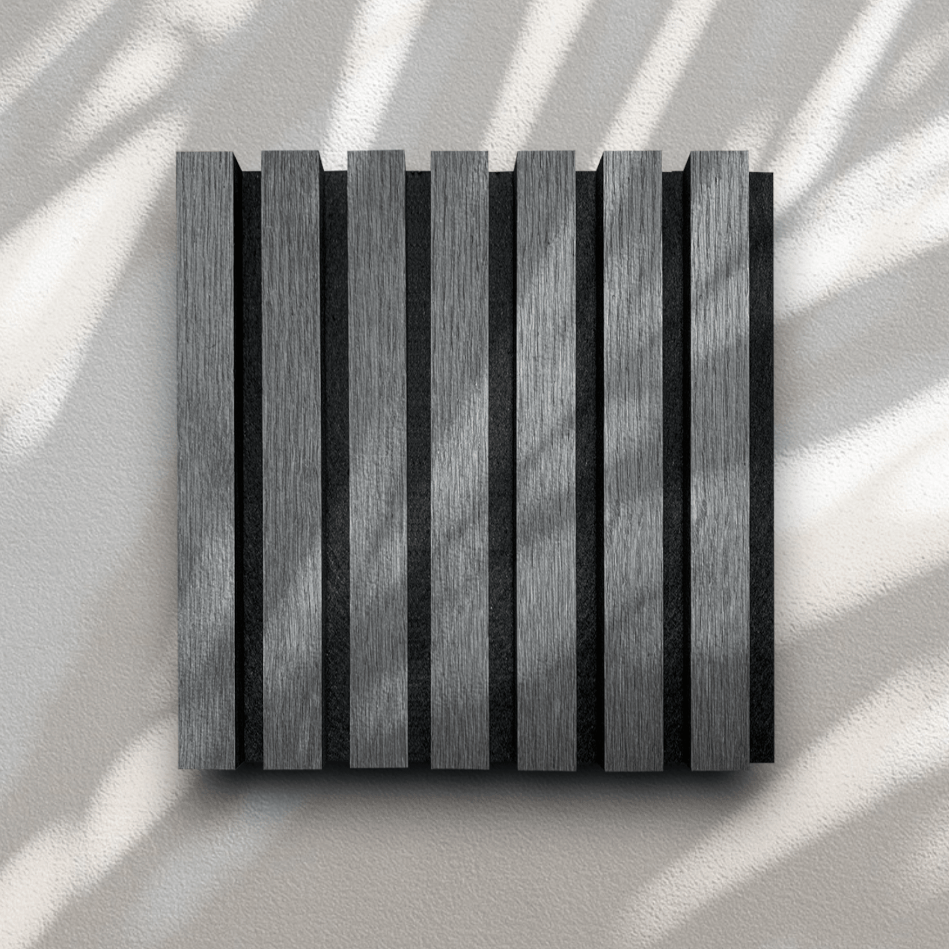 Wood Slat Acoustic Panel Sample in Natural Grey Oak, Black Felt - Slats.co
